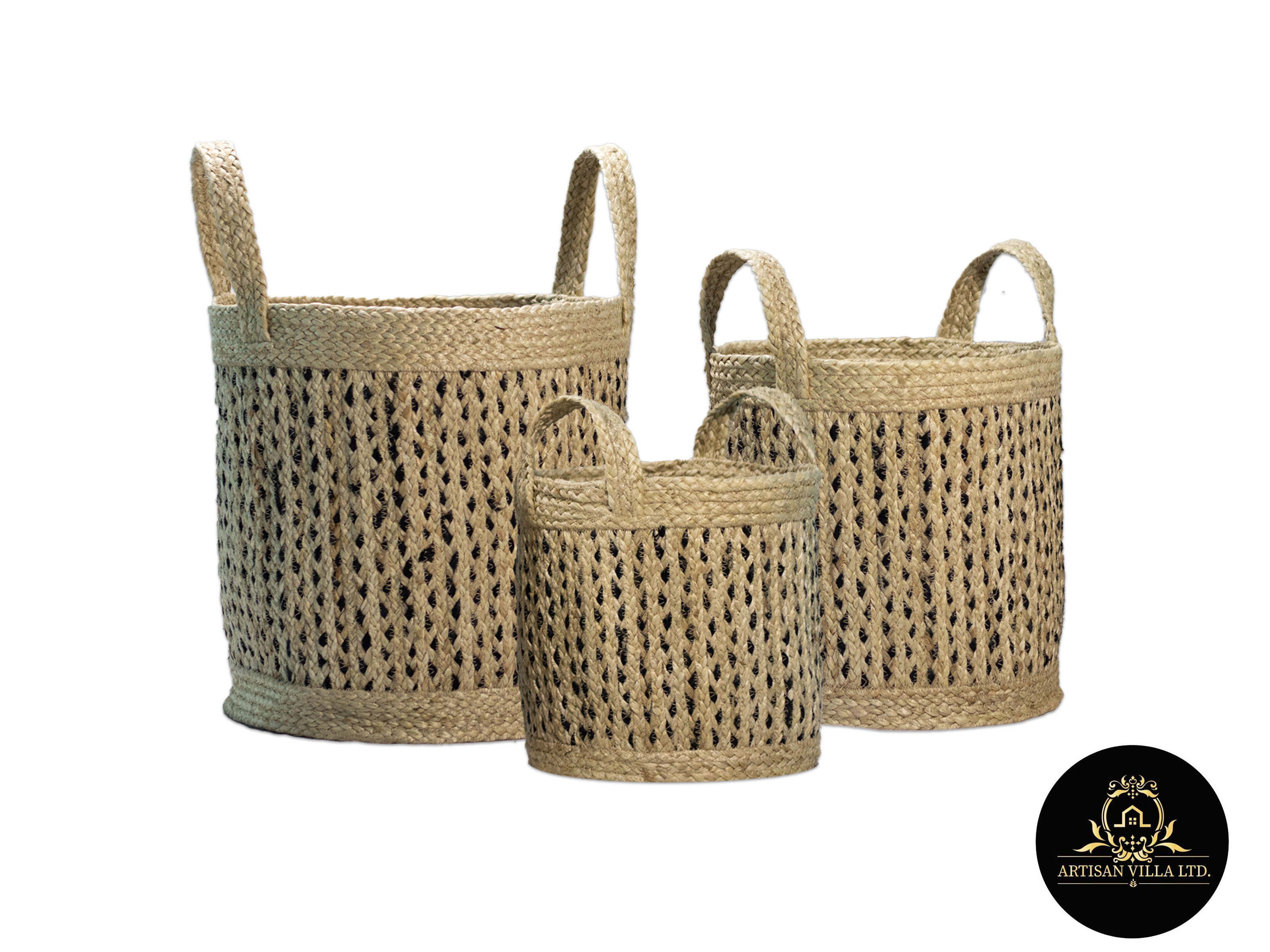 Jute Braided Round Handle Basket